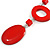 Statement Red Wood Bead Geomentric Silver Cord Necklace - 66cm L/ 13cm Front Drop - view 5