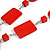 Statement Red Wood Bead Geomentric Silver Cord Necklace - 66cm L/ 13cm Front Drop - view 6