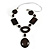 Statement Brown Wood Bead Geomentric Silver Cord Necklace - 66cm L/ 13cm Front Drop