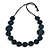 Geometric Dark Blue Coin Wood Bead Black Cord Necklace - 80cm Long Adjustable - view 4