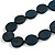 Geometric Dark Blue Coin Wood Bead Black Cord Necklace - 80cm Long Adjustable - view 5