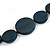 Geometric Dark Blue Coin Wood Bead Black Cord Necklace - 80cm Long Adjustable - view 2