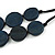 Geometric Dark Blue Coin Wood Bead Black Cord Necklace - 80cm Long Adjustable - view 7