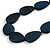 Geometric Dark Blue Wood Bead Black Cord Necklace - 80cm Long Adjustable - view 4
