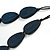 Geometric Dark Blue Wood Bead Black Cord Necklace - 80cm Long Adjustable - view 6