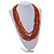 Multistrand Layered Orange Wood, Brown Acrylic Bead Necklace - 74cm L/ 5cm Ext - view 2