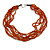 Multistrand Layered Orange Wood, Brown Acrylic Bead Necklace - 74cm L/ 5cm Ext - view 3