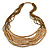 Statement Natural Wood and Bronze Glass Bead Multistrand Necklace - 86cm L - view 2