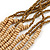 Statement Natural Wood and Bronze Glass Bead Multistrand Necklace - 86cm L - view 5