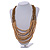 Statement Natural Wood and Bronze Glass Bead Multistrand Necklace - 86cm L - view 3
