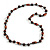 Brown Wood Bead Black Cotton Cord Necklace - 80cm L - view 3