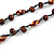 Brown Wood Bead Black Cotton Cord Necklace - 80cm L - view 4
