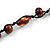 Brown Wood Bead Black Cotton Cord Necklace - 80cm L - view 5