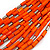 Statement Multistrand Wood Bead Cotton Cord Bib Style Necklace In Orange - 64cm Long - view 3