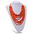 Statement Multistrand Wood Bead Cotton Cord Bib Style Necklace In Orange - 64cm Long - view 2