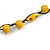 Yellow Wood Bead Black Cotton Cord Necklace - 80cm L - view 5