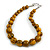 Animal Print Wood Bead Chunky Necklace (Yellow/ Black) - 50cm L/ 5cm Ext - view 2