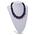 Animal Print Wood Bead Chunky Necklace (Purple/ Black) - 50cm L/ 5cm Ext - view 2