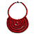 Statement Cherry Red Wood Bead Bib Necklace - 44cm Long/ 10cm Drop