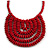 Statement Cherry Red Wood Bead Bib Necklace - 44cm Long/ 10cm Drop - view 4