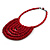 Statement Cherry Red Wood Bead Bib Necklace - 44cm Long/ 10cm Drop - view 6