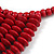 Statement Cherry Red Wood Bead Bib Necklace - 44cm Long/ 10cm Drop - view 7