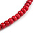 Statement Cherry Red Wood Bead Bib Necklace - 44cm Long/ 10cm Drop - view 8