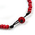 Statement Cherry Red Wood Bead Bib Necklace - 44cm Long/ 10cm Drop - view 5
