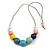 Multicoloured Graduated Wood Bead Grey Suede Cord Necklace - 80cm L - Adjustable - view 6