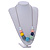 Multicoloured Graduated Wood Bead Grey Suede Cord Necklace - 80cm L - Adjustable - view 2