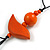 Orange Wood Bird Pendant with Black Cotton Cord - 76cm Long/ 13cm Pendant - Adjustable - view 4
