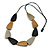 Bronze/ Silver/ Black Geometric Wood Bead White Cotton Cord Long Necklace - 100cm L/ Adjustable