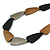 Bronze/ Silver/ Black Geometric Wood Bead White Cotton Cord Long Necklace - 100cm L/ Adjustable - view 4