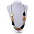 Bronze/ Silver/ Black Geometric Wood Bead White Cotton Cord Long Necklace - 100cm L/ Adjustable - view 2