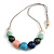 Multicoloured Graduated Wood Bead Grey Suede Cord Necklace - 80cm L - Adjustable - view 4