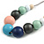 Multicoloured Graduated Wood Bead Grey Suede Cord Necklace - 80cm L - Adjustable - view 3