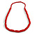 Red Wood and Ceramic Bead Cotton Cord Necklace - 68cm Long - view 4