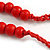 Red Wood and Ceramic Bead Cotton Cord Necklace - 68cm Long - view 3