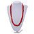 Red Wood and Ceramic Bead Cotton Cord Necklace - 68cm Long - view 2