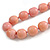 Bubblegum Pink Wood and Ceramic Bead Cotton Cord Necklace - 70cm Long - view 4