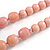 Bubblegum Pink Wood and Ceramic Bead Cotton Cord Necklace - 70cm Long - view 5