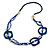 Long Multi-strand Dark Blue/ Electric Blue Ceramic/ Wooden Bead, Acrylic Ring Necklace - 90cm L - view 2