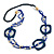 Long Multi-strand Dark Blue/ Electric Blue Ceramic/ Wooden Bead, Acrylic Ring Necklace - 90cm L - view 4