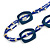 Long Multi-strand Dark Blue/ Electric Blue Ceramic/ Wooden Bead, Acrylic Ring Necklace - 90cm L - view 5