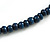 Long Multi-strand Dark Blue/ Electric Blue Ceramic/ Wooden Bead, Acrylic Ring Necklace - 90cm L - view 7
