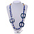 Long Multi-strand Dark Blue/ Electric Blue Ceramic/ Wooden Bead, Acrylic Ring Necklace - 90cm L - view 3