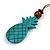 Melange Teal Wood Pineapple Pendant with Brown Cotton Cord Necklace - 96cm Long/ 10cm Front Drop - Adjustable - view 4