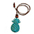 Melange Teal Wood Pineapple Pendant with Brown Cotton Cord Necklace - 96cm Long/ 10cm Front Drop - Adjustable - view 5