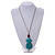 Melange Teal Wood Pineapple Pendant with Brown Cotton Cord Necklace - 96cm Long/ 10cm Front Drop - Adjustable - view 3