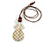 Melange White Wood Pineapple Pendant with Brown Cotton Cord Necklace - 96cm Long/ 10cm Front Drop - Adjustable - view 3